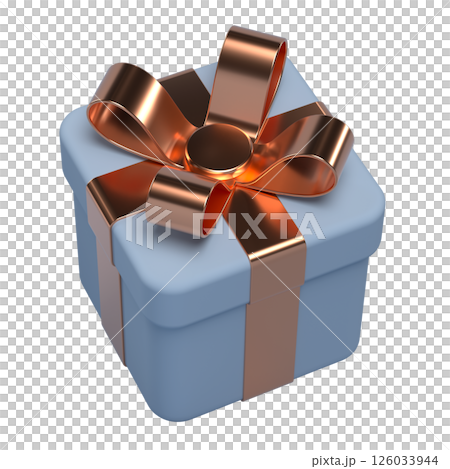3d blue gift box with copper bow 3d blue gift box with copper bow 126033944