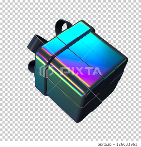 Decorative falling gift box with iridescent colors. Decorative falling gift box with iridescent colors. 126033963