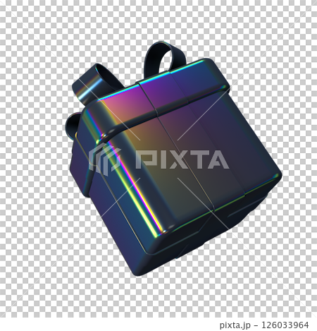Decorative falling gift box with iridescent colors. 126033964
