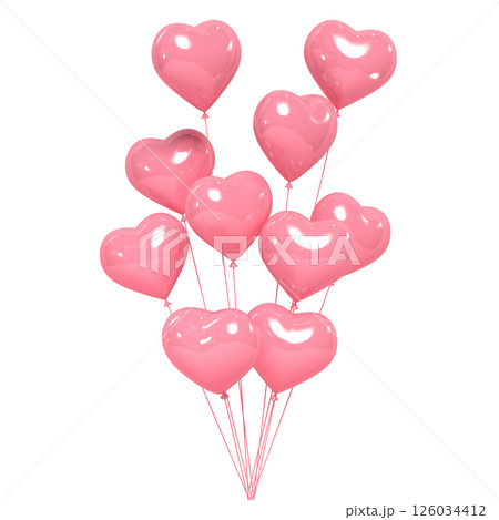 Bunch of 3d pink heart balloons 126034412