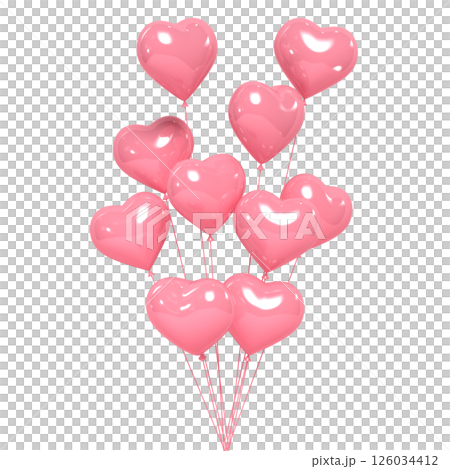 Bunch of 3d pink heart balloons 126034412