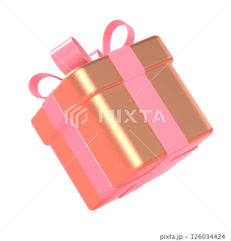 3d pink gold gift box 126034424