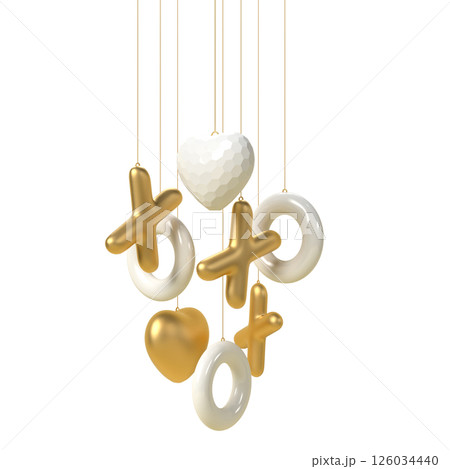 Hanging xoxo gold hearts 126034440