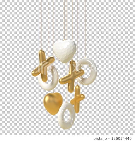 Hanging xoxo gold hearts 126034440