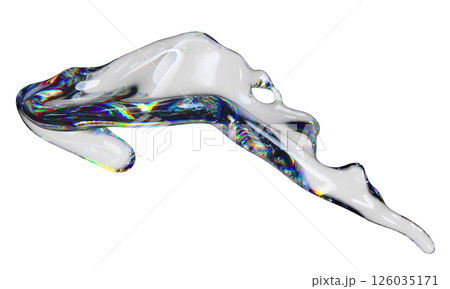 3d transparent glossy fluid, liquid shape with dispersion effect. Rainbow colors reflection glass 3d transparent glossy fluid, liquid shape with dispersion effect. Rainbow colors reflection glass 126035171