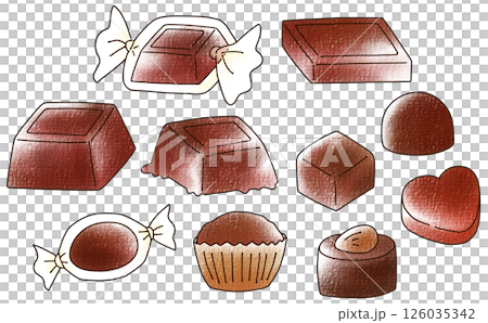 Simple bite-sized chocolate set in analog style Simple bite-sized chocolate set in analog style 126035342