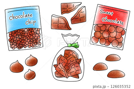 ゆるめシンプルな製菓用チョコレートセット　アナログ風 126035352