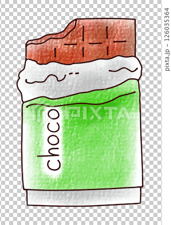 ゆるめシンプルな欠けた板チョコ　アナログ風 126035364