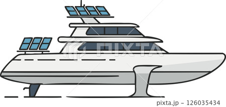 Modern Hydrofoil Yacht Illustration with Solar Panels 126035434