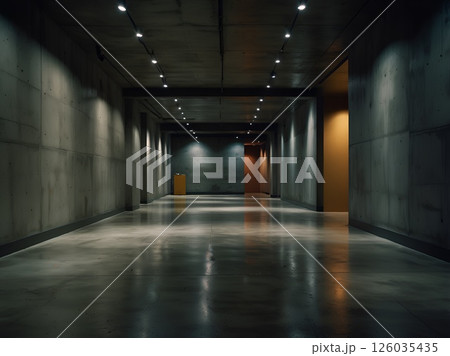 コンクリートのような無地の壁で囲まれた空間 コンクリートのような無地の壁で囲まれた空間 126035435