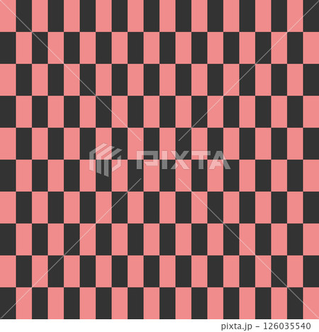 Seamless retro checkerboard pattern in a coral-black palette with geometric minimalism 126035540