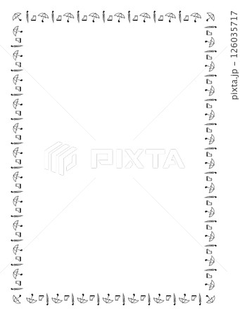シンプルな手書きのかわいい梅雨の四角フレーム 126035717