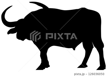 水牛のシルエットのイラスト素材 ベクター 水牛のシルエットのイラスト素材 ベクター 126036050