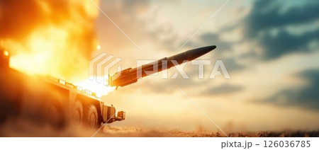 Missile Launching from Military Vehicle 126036785