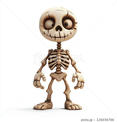 Cartoon Skeleton with Cute Expression Cartoon Skeleton with Cute Expression 126036786