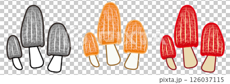 森の妖精、コキララタケキノコアイコンイラスト（モノクロ・リアルカラー・毒キノコ系カラー） 126037115