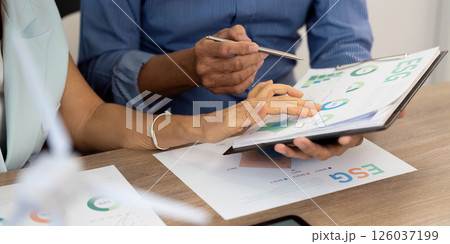 Sustainability ESG collaboration focused on project data analysis 126037199