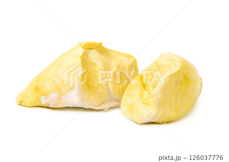 Mon Thong Durian is a signature Thai fruit known for its distinct smell and creamy sweet taste isolated on white background 126037776