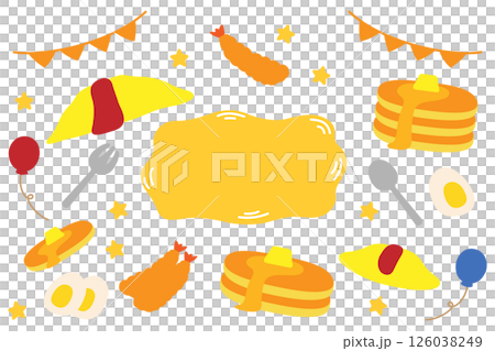 Omelet rice and fried shrimp food set 126038249