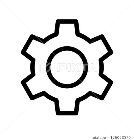 Simple black outline icon representing a mechanical gear or cogwheel element 126038570