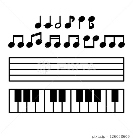 丸っこい音楽記号セット 126038609