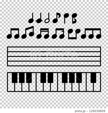 丸っこい音楽記号セット 126038609