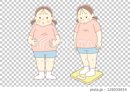 肥胖女孩的向量插圖集 肥胖女孩的向量插圖集 126038854