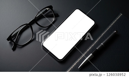 Smartphone mockup on leather background 126038952
