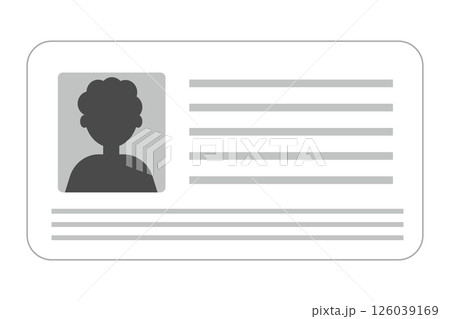 Id card identification badge simple icon. Driver license, verify document. Biometric membership passport. Flat card with information. 126039169