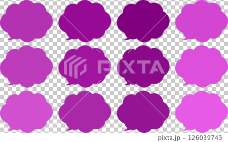 A set of deep pink speech bubbles. Fluffy cloud-shaped speech bubbles. Available in deep pink and light pink. 126039743