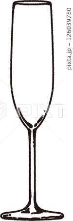 線画のシャンパングラスのイラスト 126039780