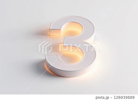 Creative Representation of a Glowing Number Three in Minimalist Style. Generative AI 126039889