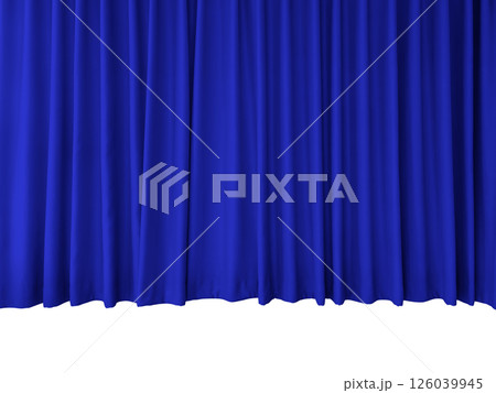 Dark blue curtains on a white background. 126039945