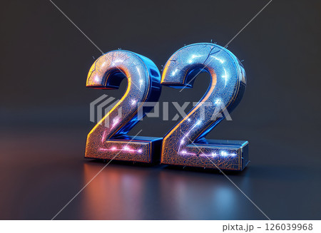 Bright and Sparkling Number 22 Shines in a Dark Artistic Setting. Generative AI 126039968