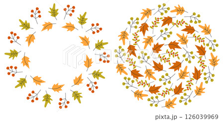 Autumn Leaves and Berries Decorative Frame border and Cercle Backdrop seasonal Copy space Template Autumn Leaves and Berries Decorative Frame border and Cercle Backdrop seasonal Copy space Template 126039969