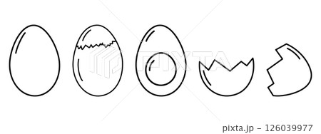 Whole boiled eggs and eggshell Outline Simple Minimalistic Icons Sticker Design elements idea Set Whole boiled eggs and eggshell Outline Simple Minimalistic Icons Sticker Design elements idea Set 126039977
