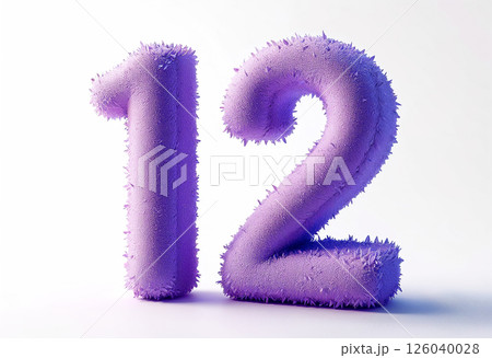 Unique Purple Textured Number Twelve Stands out Against a Bright Backdrop. Generative AI 126040028