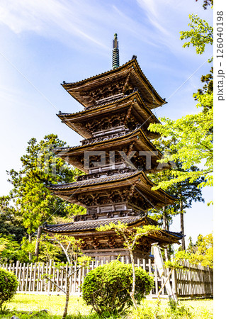 【新潟県_妙宣寺】新潟県内に現存する唯一の『五重塔』 春編 　4月 126040198