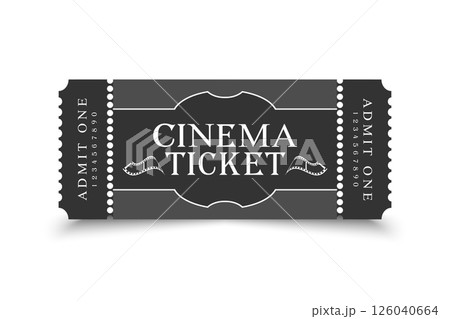 Cinema ticket template retro design with filmstrip emblems. Movie ticket design. Vector illustration 126040664