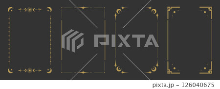 Empty Tarot card frame border templates. Celestial esoteric border set. Vector illustration Empty Tarot card frame border templates. Celestial esoteric border set. Vector illustration 126040675