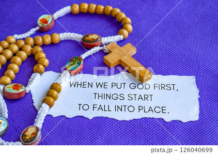 An invites contemplation, teaching that in waiting with the rosary, hope and grace quietly unfold. 126040699