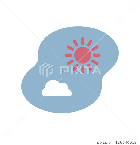 空に浮かんだ太陽と雲のアイコンイラスト 126040915