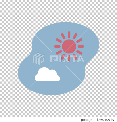 空に浮かんだ太陽と雲のアイコンイラスト 126040915