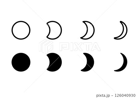 月の満ち欠けのアイコンセット 126040930