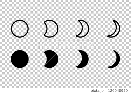 月の満ち欠けのアイコンセット 126040930