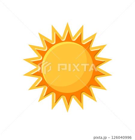Sun icon in flat style. Sunrise vector illustration on isolated background. Sunset sign business concept. 126040996