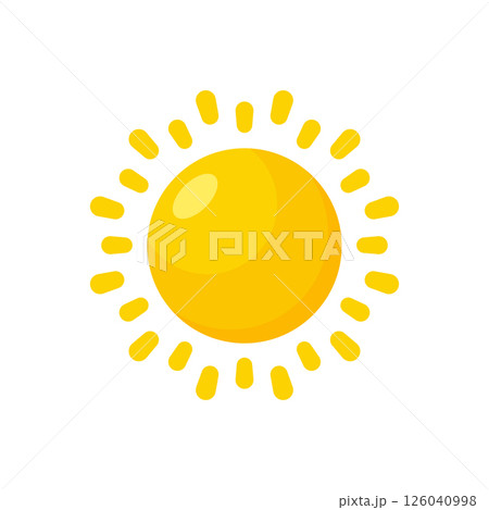Sun icon in flat style. Sunrise vector illustration on isolated background. Sunset sign business concept. 126040998