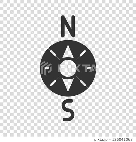 Compass icon in flat style. Navigation equipment vector illustration on white isolated background. Journey direction business concept. 126041068