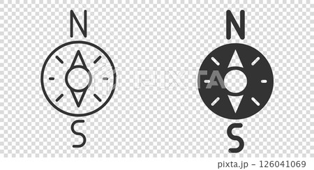 Compass icon in flat style. Navigation equipment vector illustration on white isolated background. Journey direction business concept. Compass icon in flat style. Navigation equipment vector illustration on white isolated background. Journey direction business concept. 126041069
