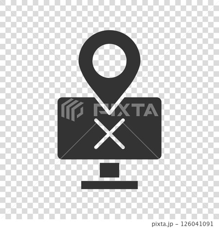 Computer navigation icon in flat style. Monitor pin gps vector illustration on white isolated background. City area location business concept. 126041091